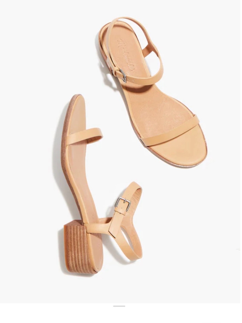 Madewell Leather Ankle Strap Sandals Block Heel Tan Size 8.5 NWOT